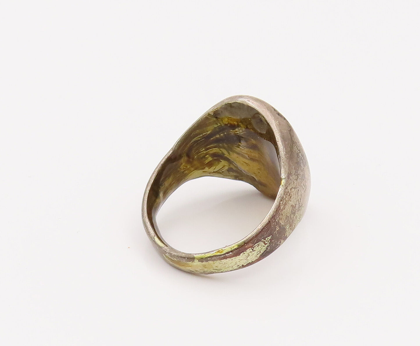 SOUTHWESTEN 925 Silver  Vintage Two Tone Crushed Turquoise Ring Sz 10  RG26557