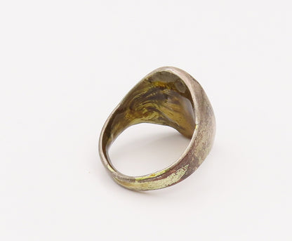 SOUTHWESTEN 925 Silver  Vintage Two Tone Crushed Turquoise Ring Sz 10  RG26557