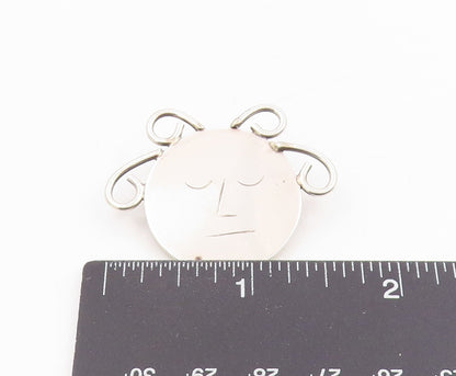 925 Sterling Silver Vintage Brooch Modernist Celestial Sleeping Moon Pin BP12039