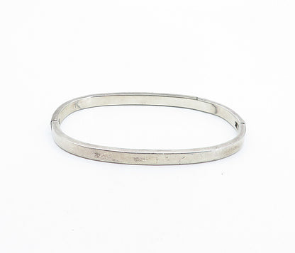MEXICO 925 Sterling Silver Vintage Inlaid Black Onyx Oval Bangle Bracelet BT2021
