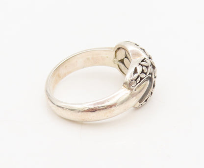 925 Silver Vintage Designer Floral Carved Cross Band Ring Sz 8.25  RG26877