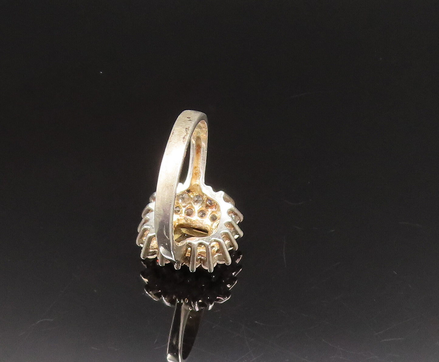925 Sterling Silver  Vintage Citrine & Cubic Zirconia Halo Ring Sz 7  RG25641