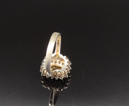 925 Sterling Silver  Vintage Citrine & Cubic Zirconia Halo Ring Sz 7  RG25641