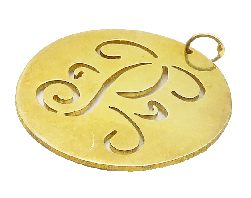 925 Sterling Silver  Shiny Gold Plated Cutout Design Smooth Pendant  PT13070