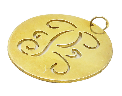 925 Sterling Silver  Shiny Gold Plated Cutout Design Smooth Pendant  PT13070