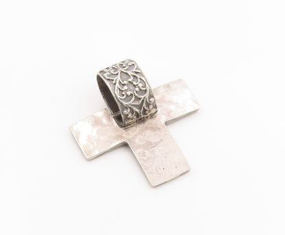 925 Sterling Silver Vintage Pendant SILPADA Hammered Scrollwork Cross  PT26286