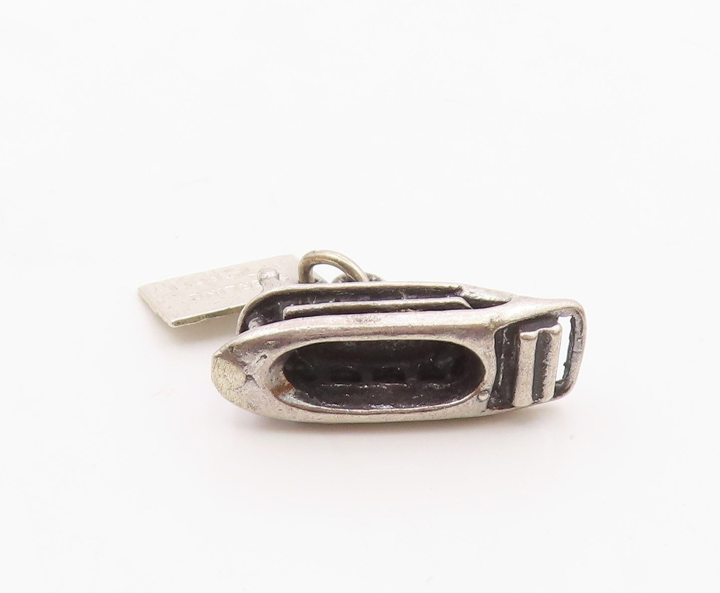 925 Sterling Silver  Vintage Sculpted Steamboat Charm Pendant  PT20413