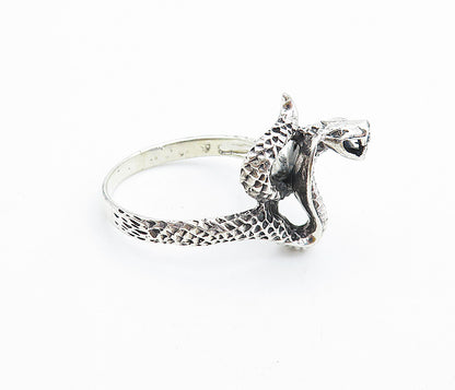 925 Sterling Silver  Vintage Cobra Snake Motif Large Band Ring Sz 13  RG7426