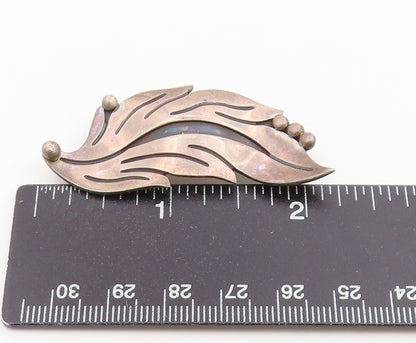 925 Sterling Silver Vintage Brooch Pin MEXICO Modernist Leaf Design  BP12662