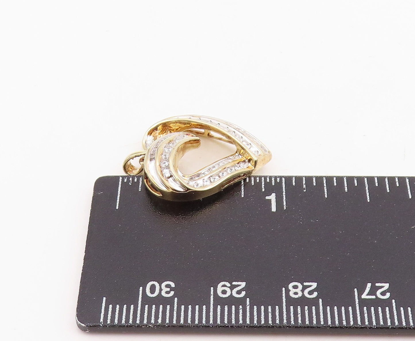 925 Sterling Silver Vintage Pendant Gold Plated Real Diamonds Love Heart PT25855
