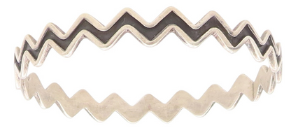 925 Sterling Silver Vintage Bracelet MEXICO Modernist Zig Zag Bangle  BT11616