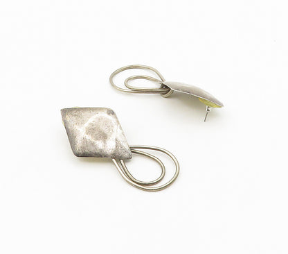 LOUIS BOOTH 925 Silver  Vintage Diamond Shape Linked Dangle Earrings  EG8064