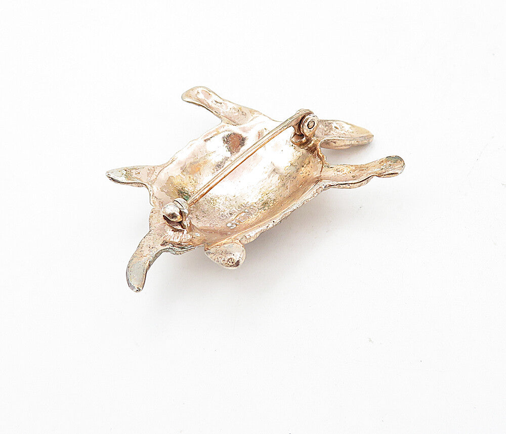 925 Sterling Silver  Vintage Rose Gold Plated Turtle Motif Brooch Pin  BP2989