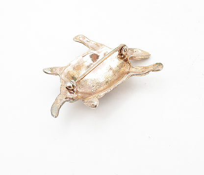 925 Sterling Silver  Vintage Rose Gold Plated Turtle Motif Brooch Pin  BP2989