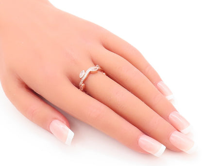 925 Sterling Silver Vintage Ring Rose Gold Plated Carved CZ Tiara  Sz 7  RG29633