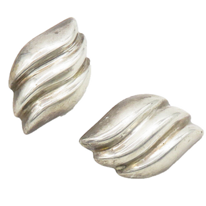 BAYANIHAN 925 Silver & 14K GOLD  Vintage Fluted Shiny Drop Earrings  EG9226