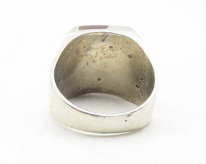 MEXICO 925 Sterling Silver Vintage Goldstone Striped Cocktail Ring Sz 12 RG12051