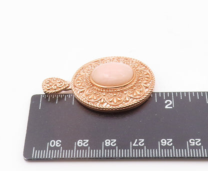 925 Sterling Silver  Cabochon Pink Agate Rose Gold Plated Pendant  PT10188