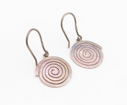 925 Sterling Silver Vintage Earrings Solid Coiled Spiral Carved EG13201