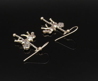 925 Sterling Silver  Vintage Carousel Horse Dangle Earrings  EG12052