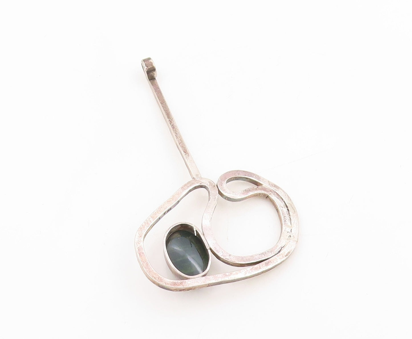 925 Sterling Silver Vintage Pendant Cabochon Gemstone Modernist Locket  PT25448