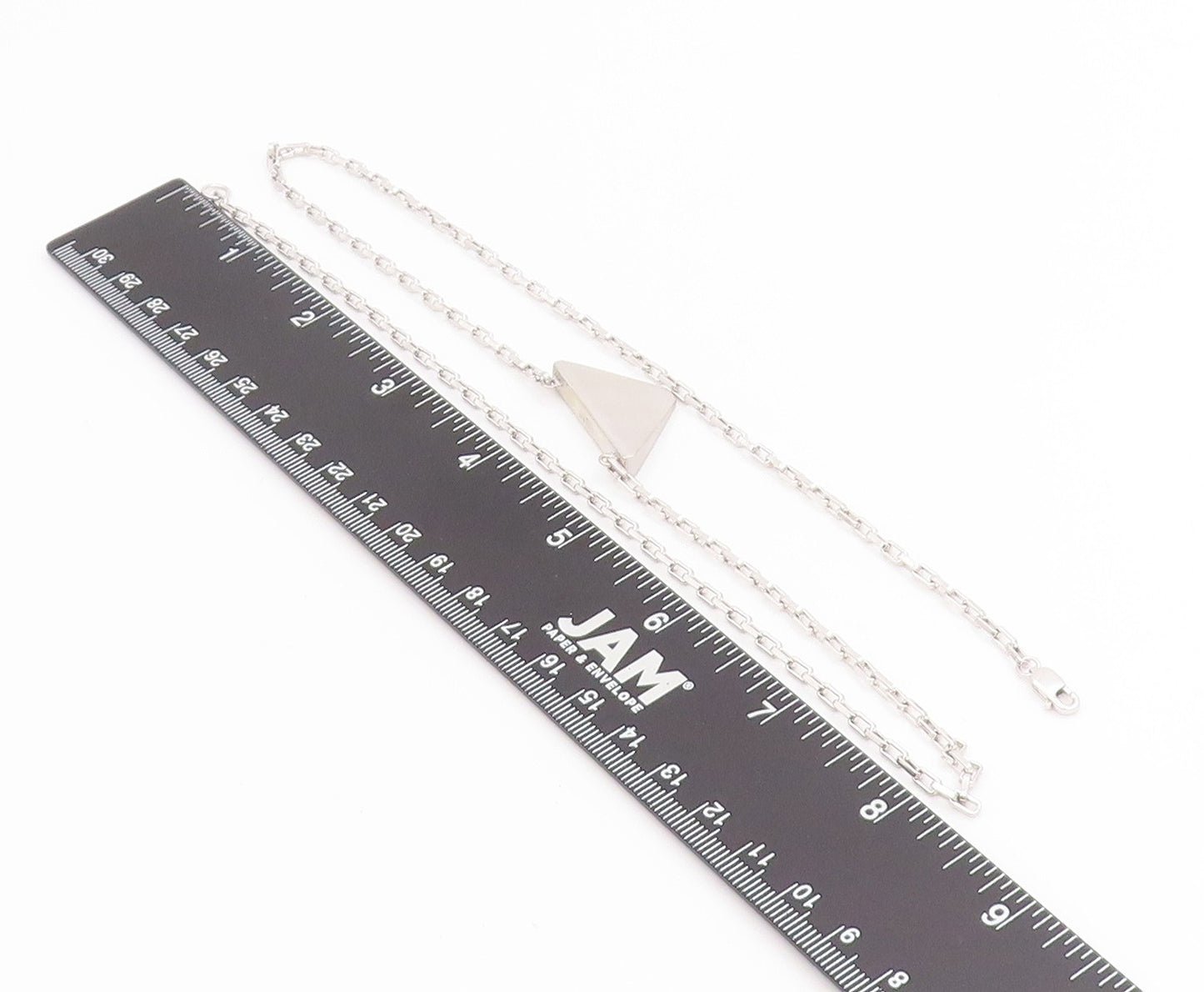 925 Sterling Silver Vintage Necklace Minimalist Geometric Pyramid Chain   NE4726