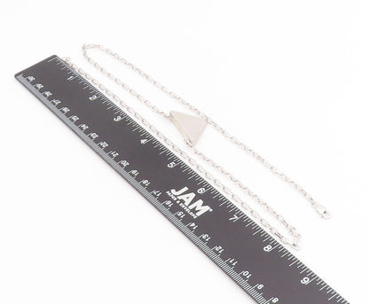 925 Sterling Silver Vintage Necklace Minimalist Geometric Pyramid Chain   NE4726