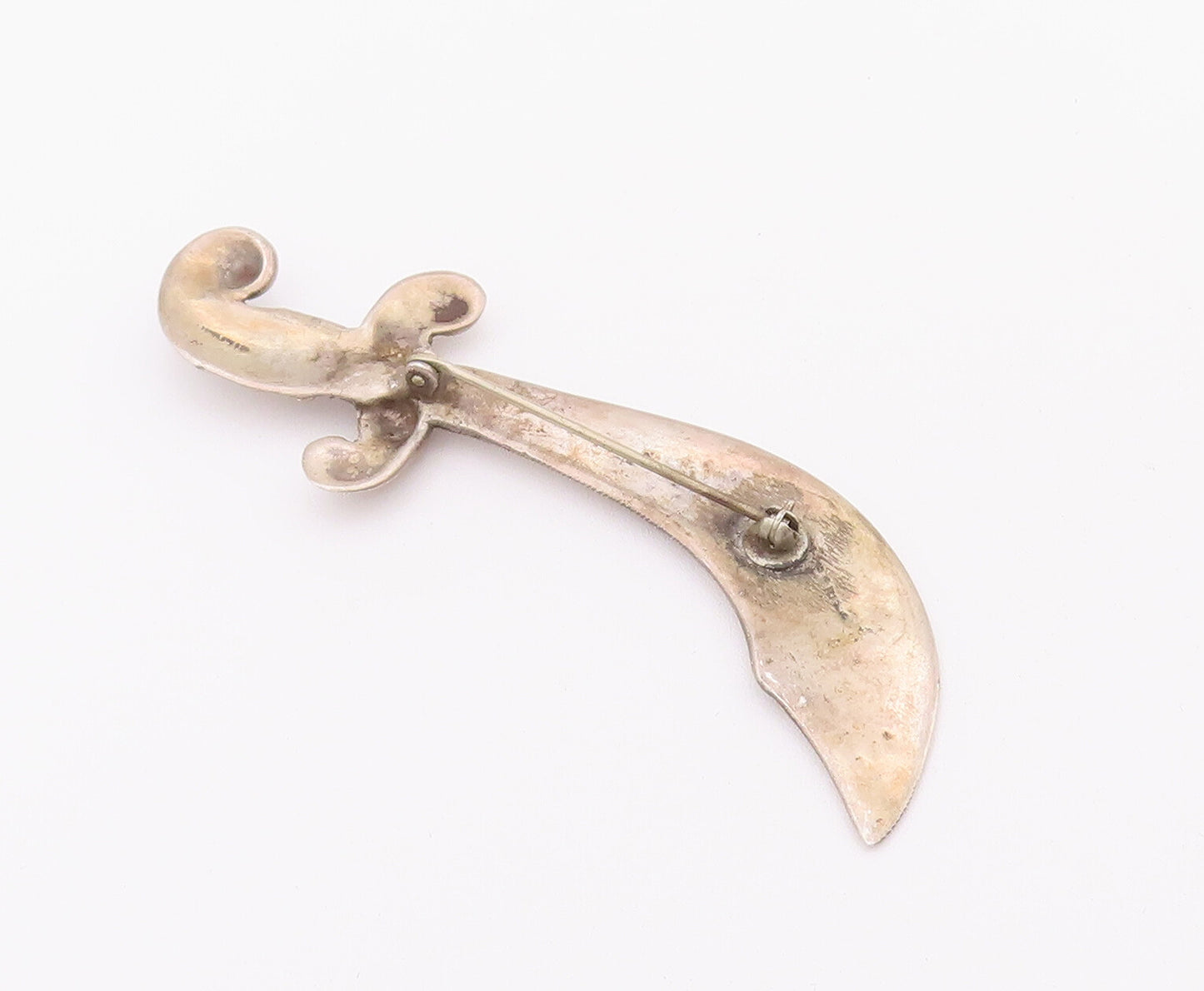 925 Sterling Silver Vintage Brooch Pin Antique Solid Carved Sward  BP10761