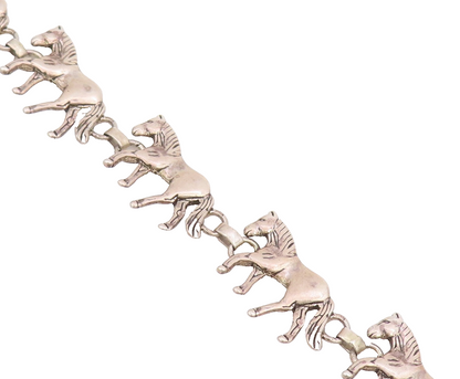 925 Sterling Silver Vintage Bracelet GLENN SANDOVAL NAVAJO Horse Link  BT11830