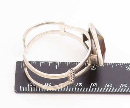 925 Sterling Silver Vintage Bracelet MELANIE BARSE Faceted Gemstone Cuff BT11843