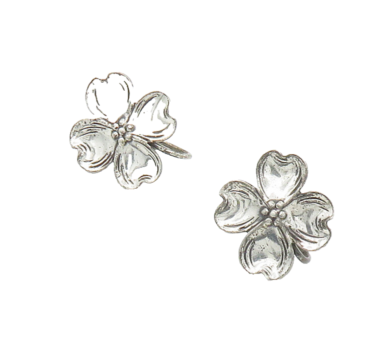 BEAU 925 Sterling Silver  Vintage Shiny Flower Non Pierce Earrings  EG7993