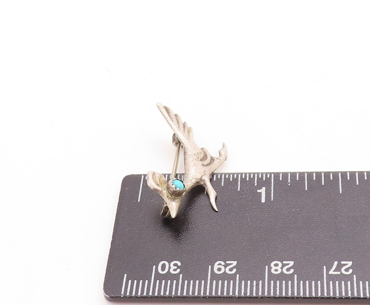 925 Sterling Silver Vintage Brooch Pin NAVAJO Rode Runner Larimar Bird  BP11407