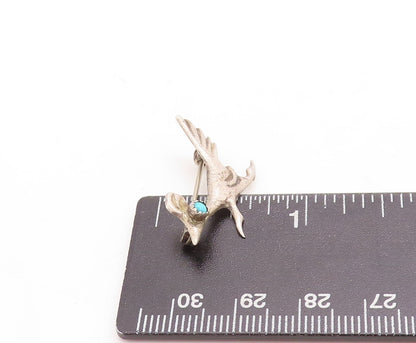 925 Sterling Silver Vintage Brooch Pin NAVAJO Rode Runner Larimar Bird  BP11407