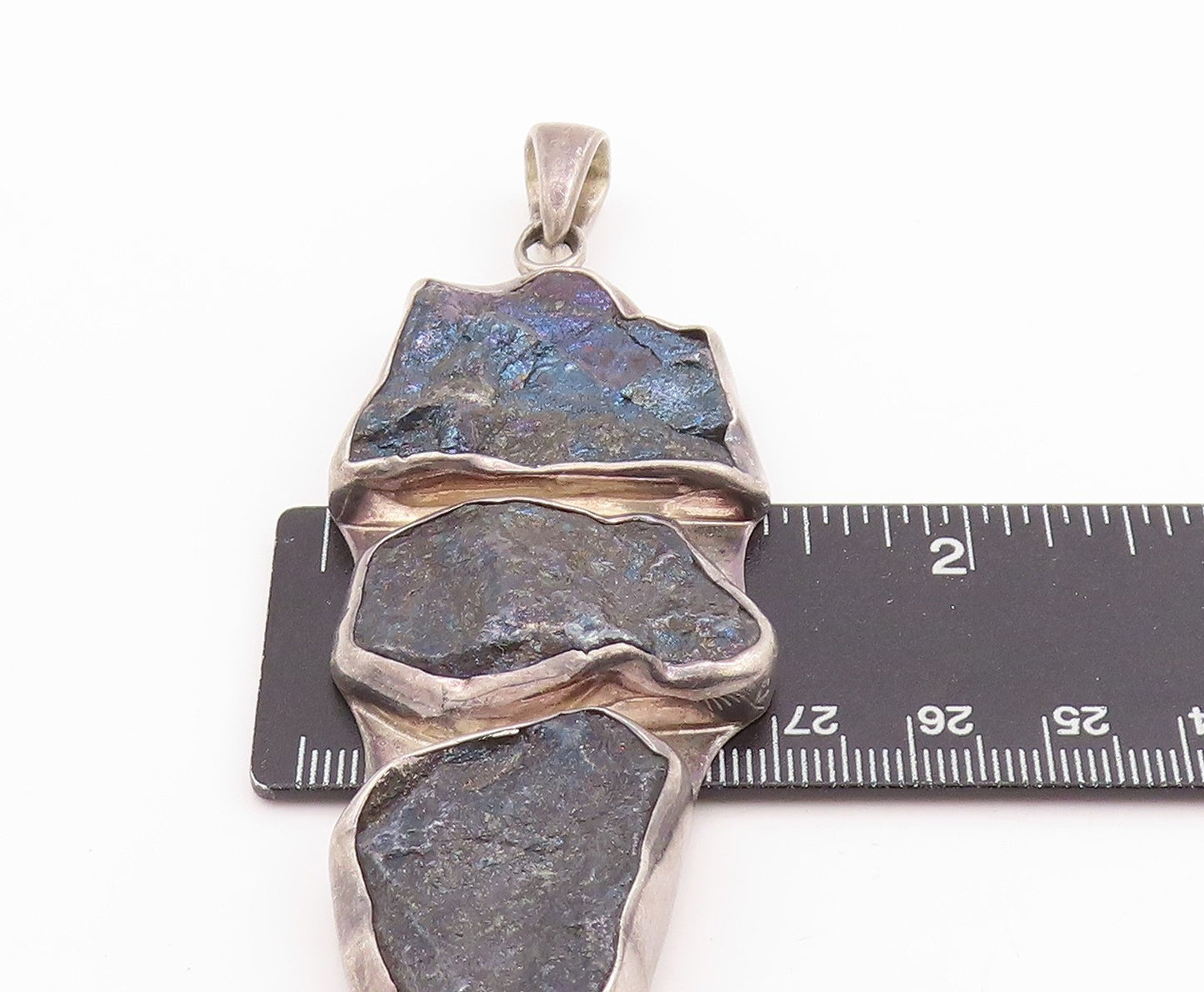 925 Sterling Silver Vintage Pendant CHARLES ALBERT Heavy Brutalist Gem  PT24714