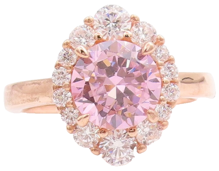 925 Sterling Silver Vintage Ring Rose Gold Plated 2 Tone CZ Flower Sz 6 RG30965