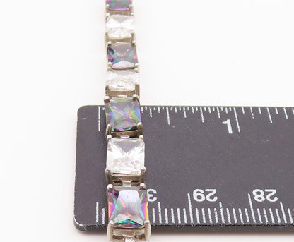 925 Sterling Silver  Vintage Cubic Zirconia & Mystic Topaz Bracelet  BT9518