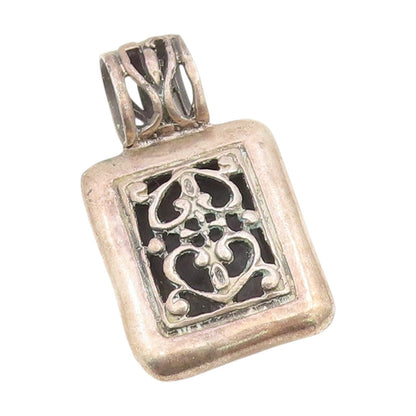925 Sterling Silver Vintage Pendant Solid Rectangular Scrollwork Locket  PT25472