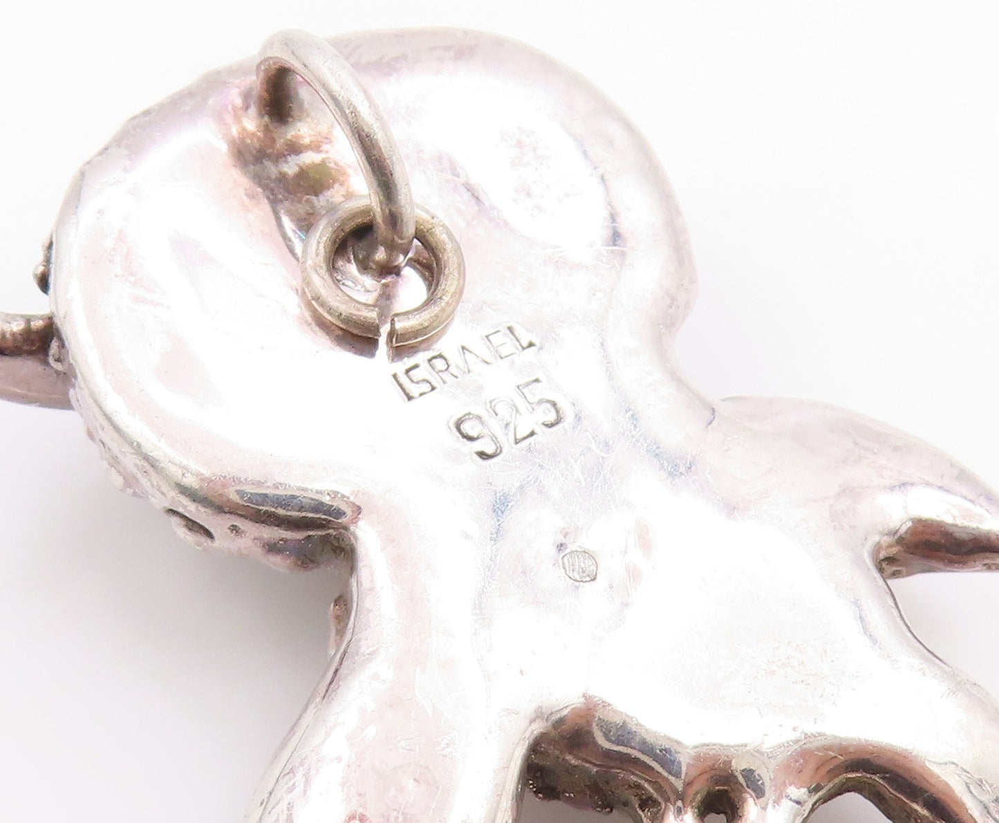 925 Sterling Silver Vintage Pendant ISRAEL Citrine Figural Wise Owl  PT26250