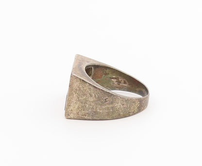 925 Sterling Silver Vintage Ring Carnelian & Onyx Inlay Band  Sz 11.5  RG36680