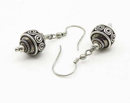 925 Sterling Silver  Vintage Dark Tone Swirl Patterned Drop Earrings  EG6291