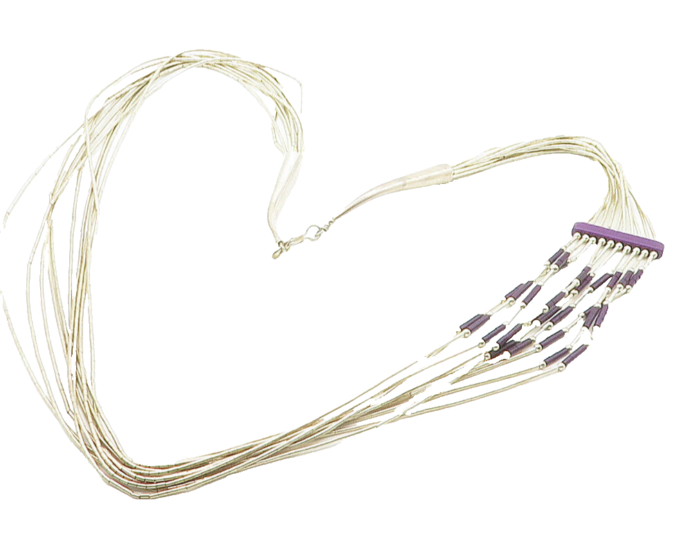 SOUTHWESTERN 925 Silver Vintage Sugilite Liquid Silver Chain Necklace NE2607