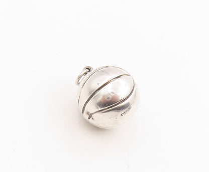925 Sterling Silver Vintage Pendant Engraved Lacing Basketball Charm  PT25345