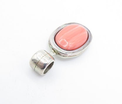MEXICO 925 Silver Vintage Cabochon Cut Rhodochrosite Oval Pendant PT5108