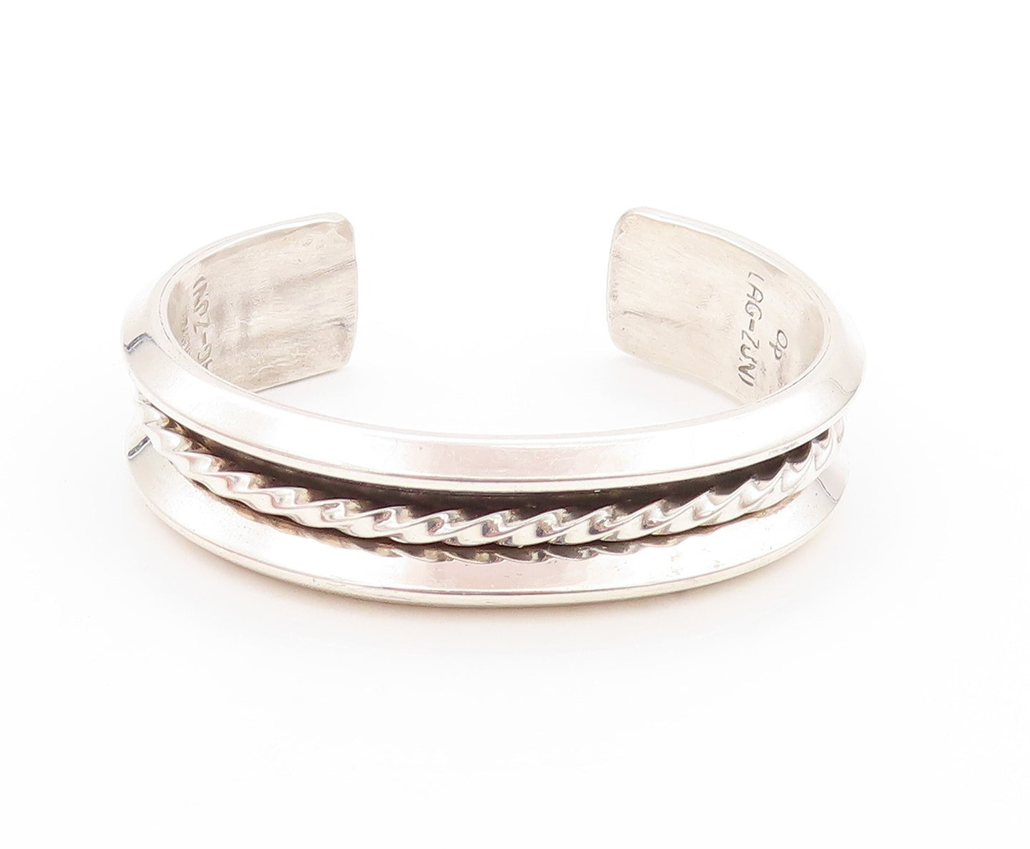 925 Sterling Silver Vintage Bracelet ZUNI Solid Twisted Rope Band Cuff  BT11228