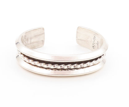 925 Sterling Silver Vintage Bracelet ZUNI Solid Twisted Rope Band Cuff  BT11228