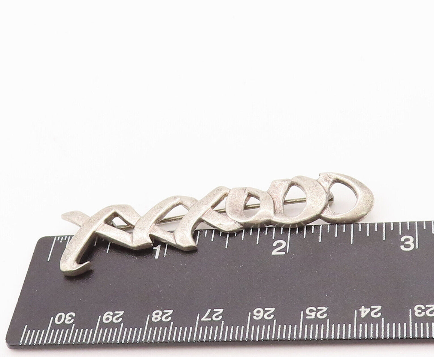 925 Sterling Silver Vintage Brooch Pin Solid Cutout 'X' & 'O' Row  BP10874