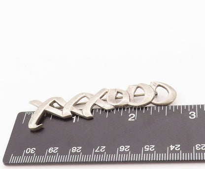 925 Sterling Silver Vintage Brooch Pin Solid Cutout 'X' & 'O' Row  BP10874