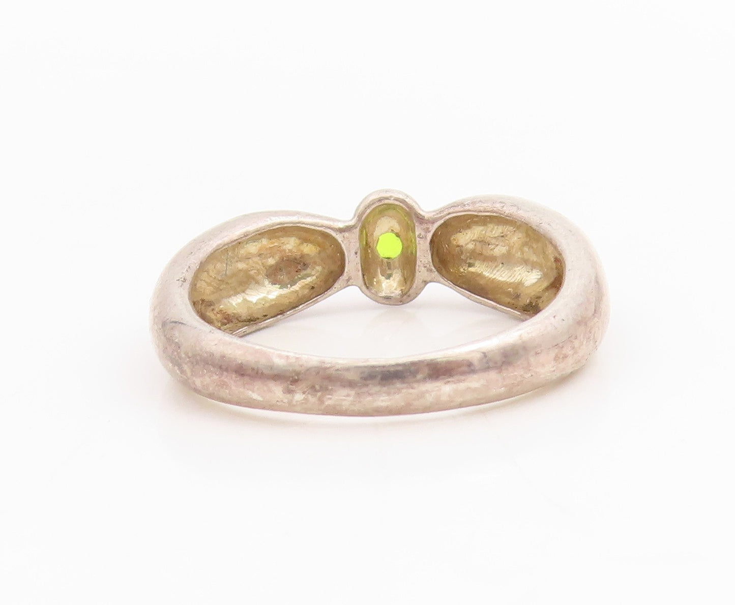 925 Sterling Silver Vintage Ring Peridot Engraved My Love Band  Sz 7  RG34786