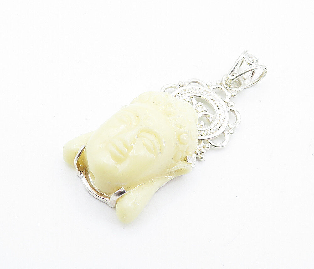 925 Sterling Silver  Sculpted Face Shiny Swirl Bail Drop Pendant  PT6124