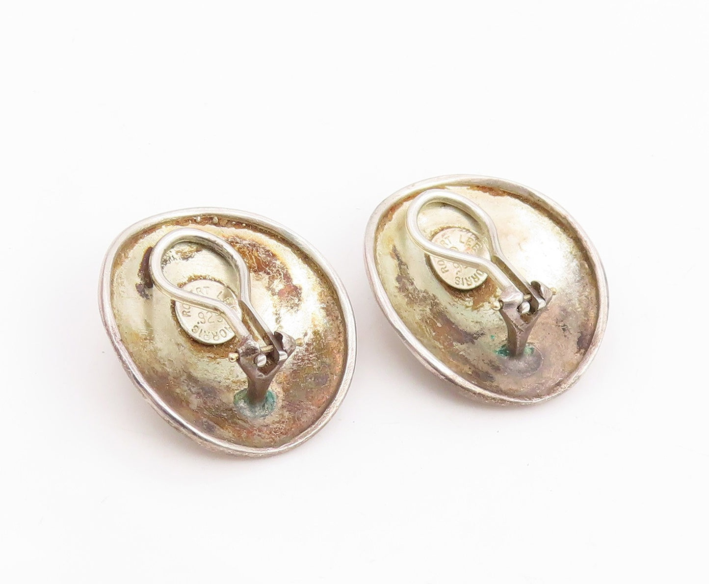 925 Sterling Silver Vintage Earrings RLM STUDIO Modernist Oval Clip On  EG14087